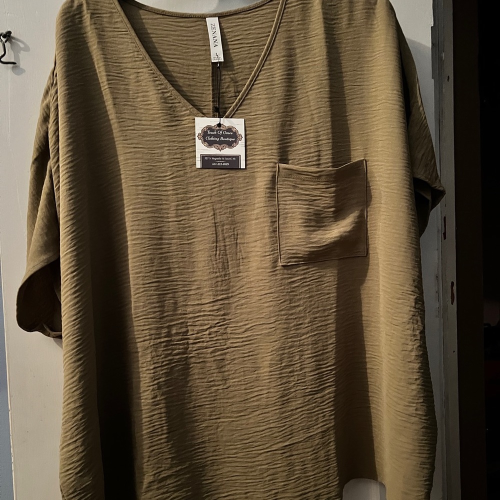 Zenana dress shirt. Khaki brown. Brand new